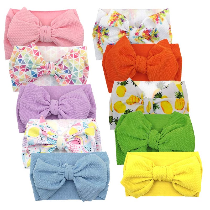 KIDOCHEESE Big Bows Baby Girl Headbands with Bows Elastics Nylon Hairbands Oversized Head Wraps Large Hair Bow Hair Accessories for Baby Girls Newborn Infant Toddlers Kids - Image 1